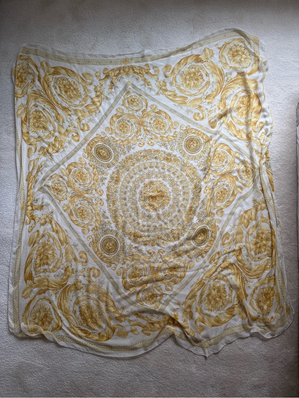 Versace White and Gold Scarf